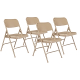 200 Series Premium All-Steel Double Hinge Folding Chair, Supports Up to 500 lb, 17.25" Seat Height, Beige, 4/Carton