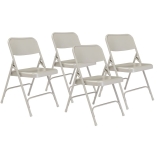 200 Series Premium All-Steel Double Hinge Folding Chair, Supports Up to 500 lb, 17.25" Seat Height, Gray, 4/Carton