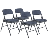 2200 Series Fabric Dual-Hinge Folding Chair, Supports 500 lb, Royal Blue Sea, Royal Blue Back, Charcoal-Blue Base, 4/Carton