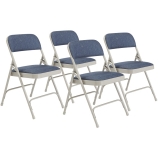 2200 Series Fabric Dual-Hinge Premium Folding Chair, Supports Up to 500 lb, Blue Seat, Blue Back, Gray Base, 4/Carton