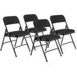 2200 Series Fabric Dual-Hinge Folding Chair, Supports 500 lb, Midnight Black Seat/Back, Black Base, 4/Carton