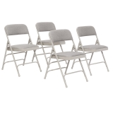 2300 Series Fabric Triple Brace Double Hinge Premium Folding Chair, Supports Up to 500 lb, Greystone, 4/Carton