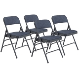 2300 Series Deluxe Fabric Upholstered Triple Brace Folding Chair, Supports Up to 500 lb, Imperial Blue, 4/Carton