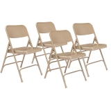 300 Series Deluxe All-Steel Triple Brace Folding Chair, Supports Up to 480 lb, 17.25" Seat Height, Beige, 4/Carton