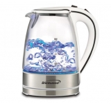 1.7l Cordless Glass Electric Kettle, White With Brushed Stainless Steel Accents