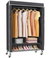 Rolling Clothes Rack with Cover Portable Closet for Hanging Clothes, Heavy Duty