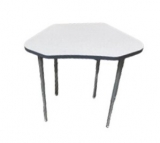 Collaborative Hex Desk,  Light Gray Wood-Light Gray Wood-Silver