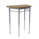 Collaborative Trapezoid Desk, Pasadena Oak-Pasadena Oak-Silver